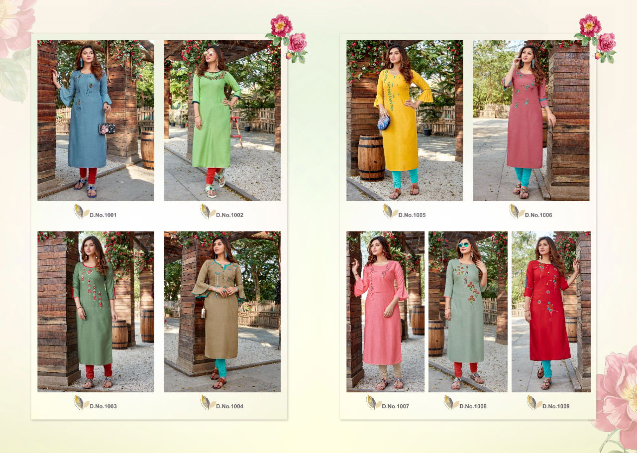 Rare Lily Senorita Rayon Party Wear Hand Work Designer Kurti Collection